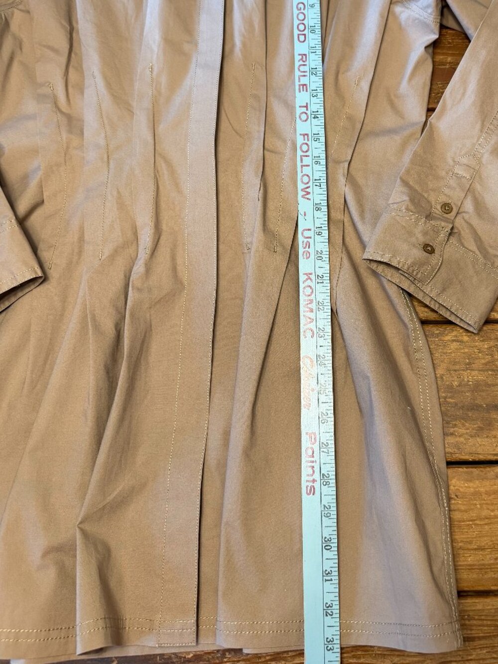 Pilcro Pintuck Mini Shirt Dress, Khaki, size M - Picture 9 of 11